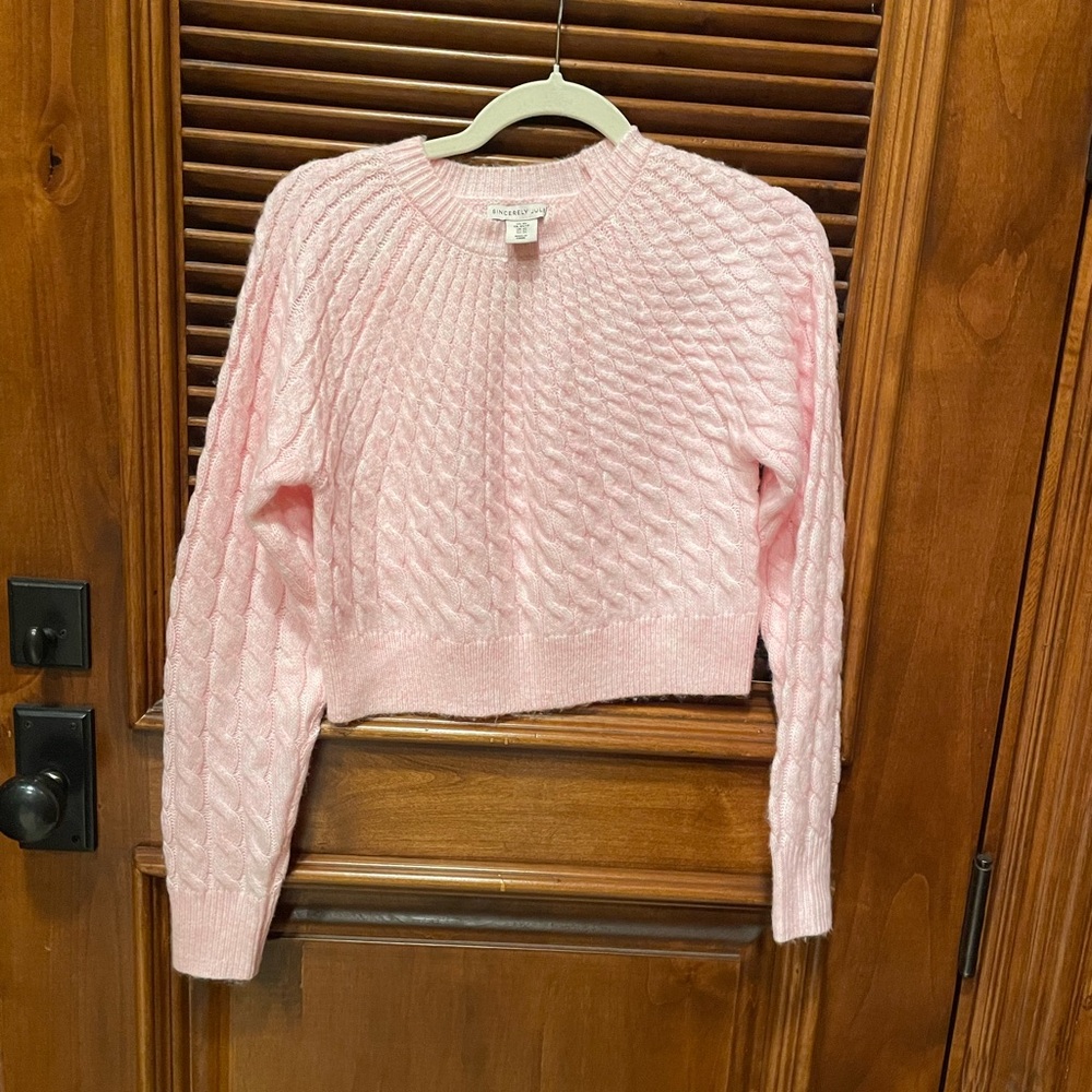 NWOT Sincerely Jules Light Pink Cable Knit Sweater